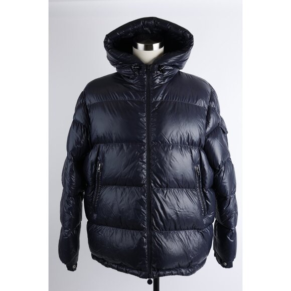 $1,980 Moncler Ecrins Down Puffer Coat w/ Hood SZ 7/3XL Glossy Navy - Picture 1 of 12
